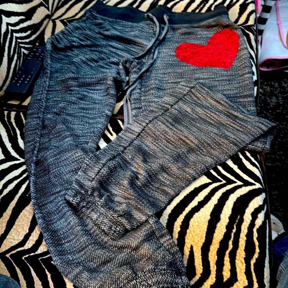 sweat pants with heart detail